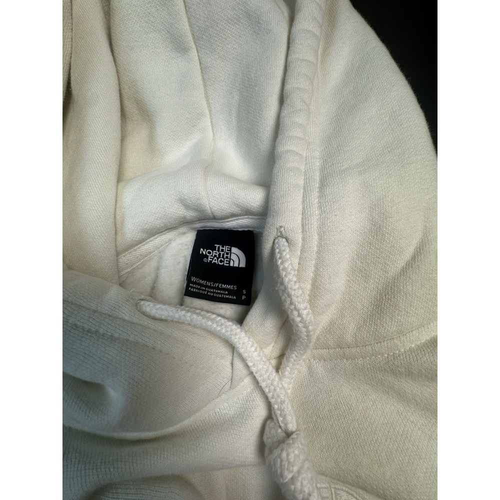 The North Face Women's Cropped Hoodie Small Cream Pullover Sweatshirt Logo White - Picture 5 of 6